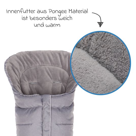 Fillikid Fleece-Fußsack K2 für Buggy, Sport- und Kinderwagen - Hellgrau Melange