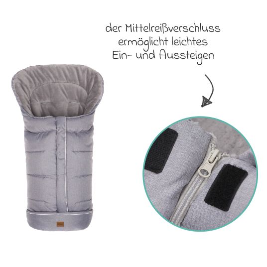 Fillikid Fleece-Fußsack K2 für Buggy, Sport- und Kinderwagen - Hellgrau Melange