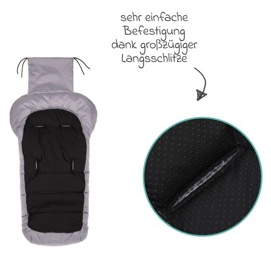 Fillikid Fleece-Fußsack K2 für Buggy, Sport- und Kinderwagen - Hellgrau Melange