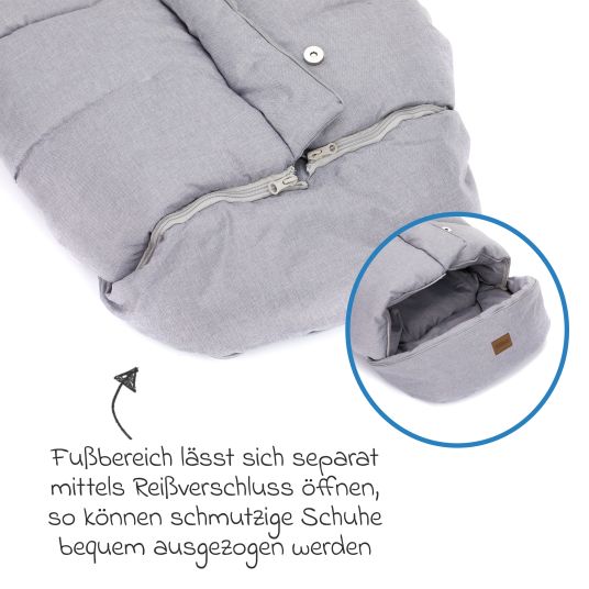 Fillikid Fleece-Fußsack K2 für Buggy, Sport- und Kinderwagen - Hellgrau Melange