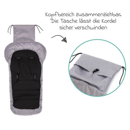 Fillikid Fleece-Fußsack K2 für Buggy, Sport- und Kinderwagen - Hellgrau Melange