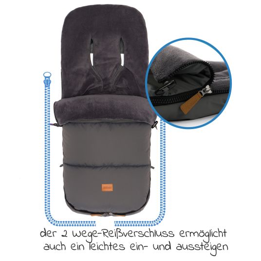 Fillikid Fleece-Fußsack Kinley für Buggy, Sport- und Kinderwagen - Grau