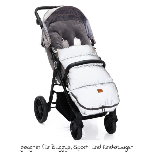 Fillikid Fleece-Fußsack Kinley Reflect mit reflektierendem Außenmaterial für Buggy, Sport- und Kinderwagen - Silber