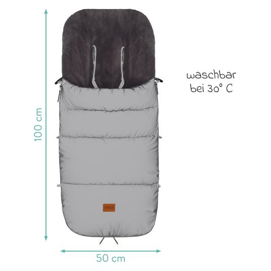 Fillikid Kinley Reflect fleece footmuff with reflective outer material for buggies, baby carriages and baby carriages - silver