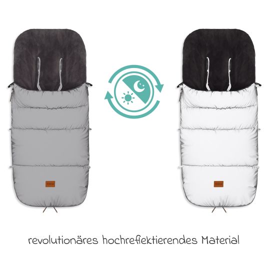 Fillikid Fleece-Fußsack Kinley Reflect mit reflektierendem Außenmaterial für Buggy, Sport- und Kinderwagen - Silber