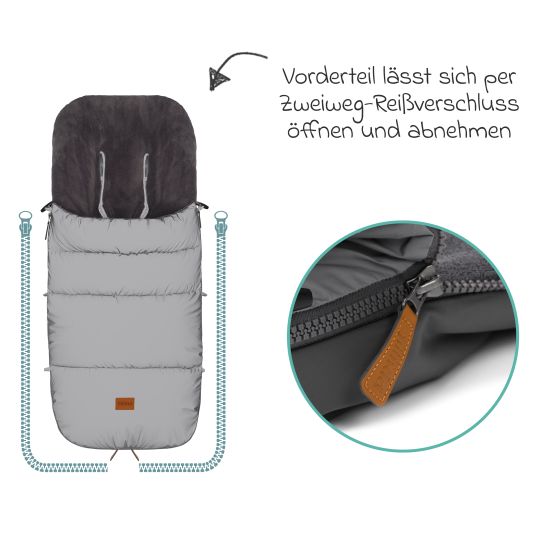 Fillikid Fleece-Fußsack Kinley Reflect mit reflektierendem Außenmaterial für Buggy, Sport- und Kinderwagen - Silber