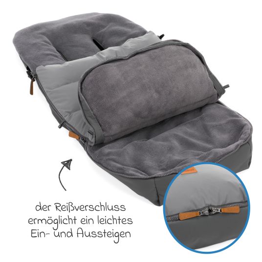 Fillikid Fleece-Fußsack Kinley Reflect mit reflektierendem Außenmaterial für Buggy, Sport- und Kinderwagen - Silber