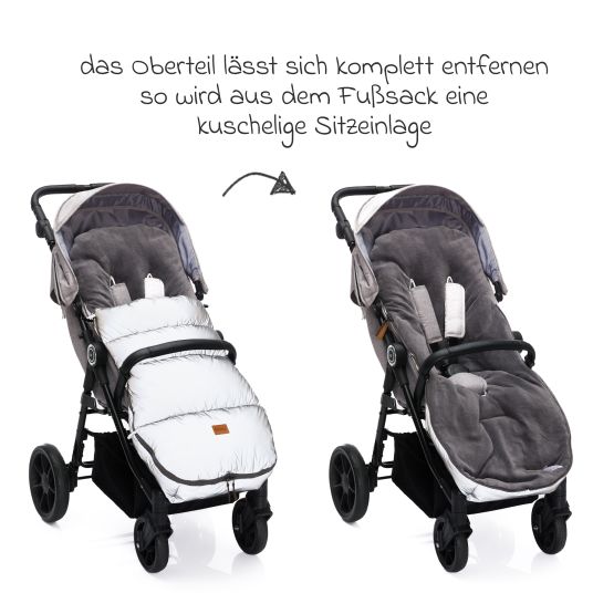 Fillikid Fleece-Fußsack Kinley Reflect mit reflektierendem Außenmaterial für Buggy, Sport- und Kinderwagen - Silber