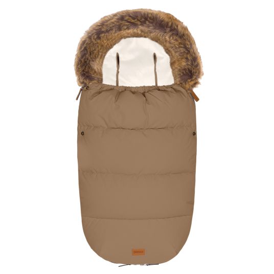 Fillikid Manaslu fleece footmuff with fur collar for buggy, baby carriage and baby carriage - Toffee