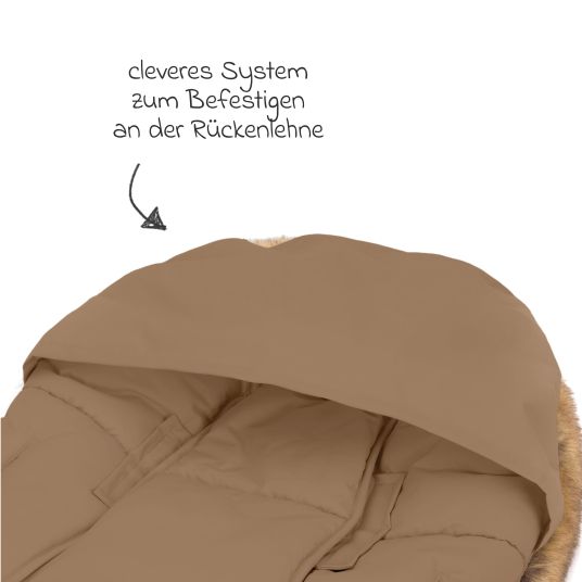 Fillikid Fleece-Fußsack Manaslu mit Fellkragen für Buggy, Sport- und Kinderwagen - Toffee