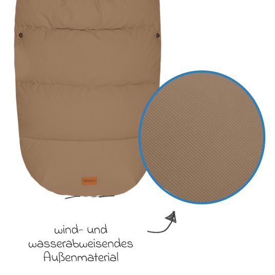 Fillikid Fleece-Fußsack Manaslu mit Fellkragen für Buggy, Sport- und Kinderwagen - Toffee