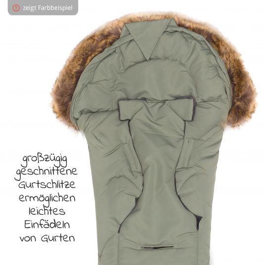 Fillikid Fleece-Fußsack mit Fellkragen Lhotse für Babyschale und Babywanne - Blumen