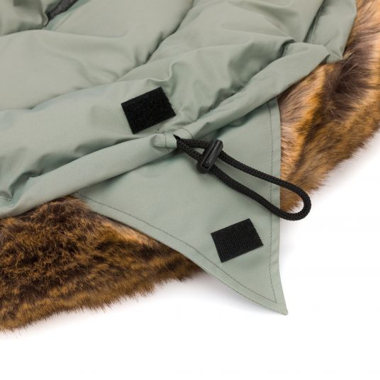 Fillikid Fleece-Fußsack mit Fellkragen Lhotse für Babyschale und Babywanne - Salbei