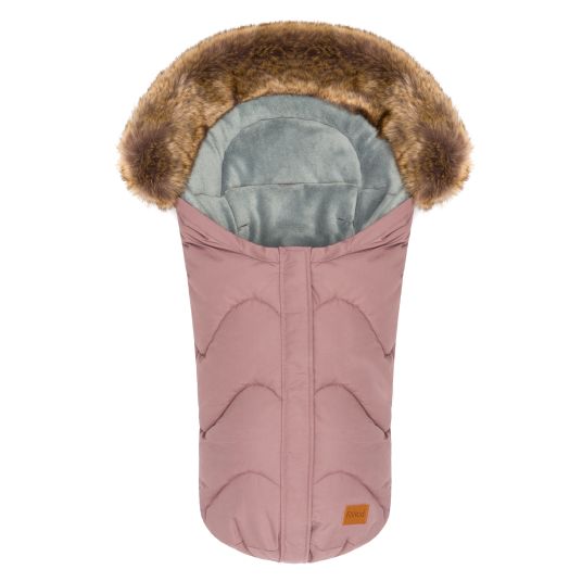 Fillikid Fleece-Fußsack mit Fellkragen Lhotse für Babyschalen und Babywannen - Rosa