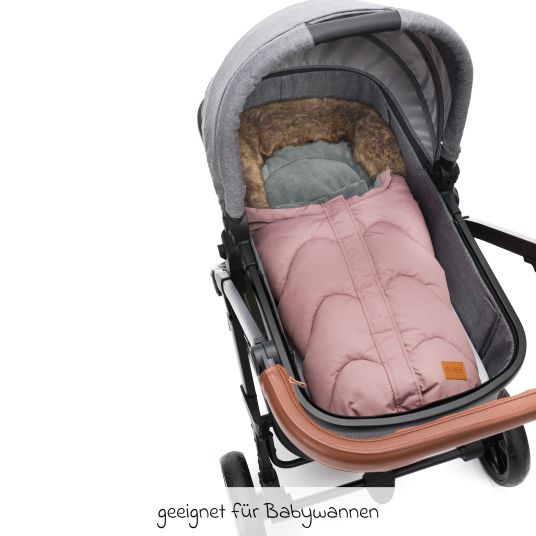 Fillikid Fleece-Fußsack mit Fellkragen Lhotse für Babyschalen und Babywannen - Rosa