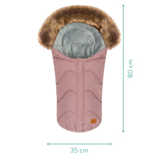 Fillikid Fleece-Fußsack mit Fellkragen Lhotse für Babyschalen und Babywannen - Rosa