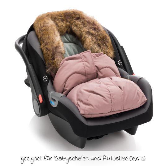 Fillikid Fleece-Fußsack mit Fellkragen Lhotse für Babyschalen und Babywannen - Rosa