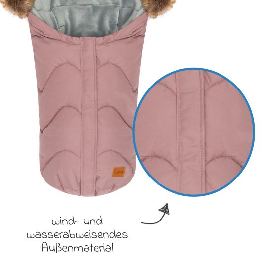 Fillikid Fleece-Fußsack mit Fellkragen Lhotse für Babyschalen und Babywannen - Rosa