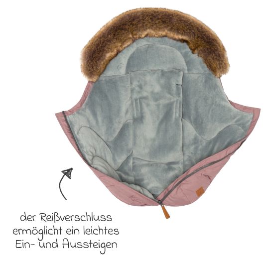 Fillikid Fleece-Fußsack mit Fellkragen Lhotse für Babyschalen und Babywannen - Rosa