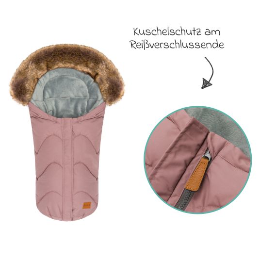 Fillikid Fleece-Fußsack mit Fellkragen Lhotse für Babyschalen und Babywannen - Rosa