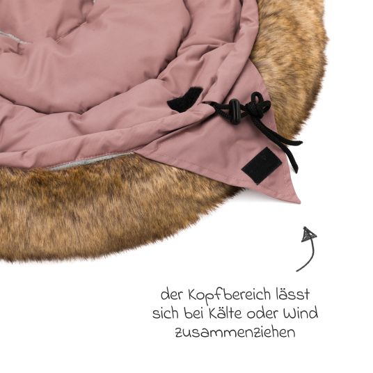 Fillikid Fleece-Fußsack mit Fellkragen Lhotse für Babyschalen und Babywannen - Rosa