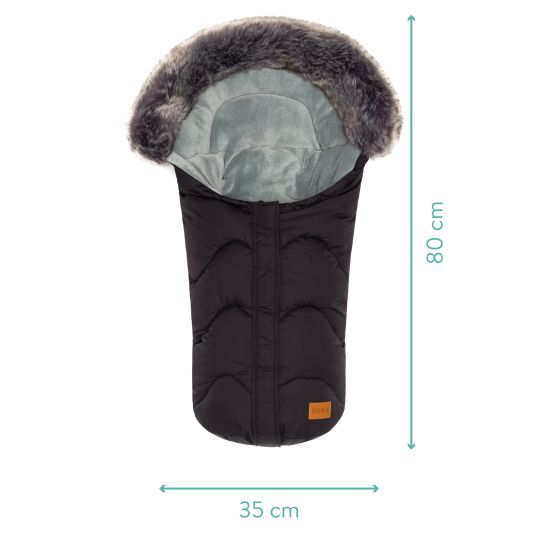 Fillikid Fleece-Fußsack mit Fellkragen Lhotse für Babyschalen und Babywannen - Schwarz