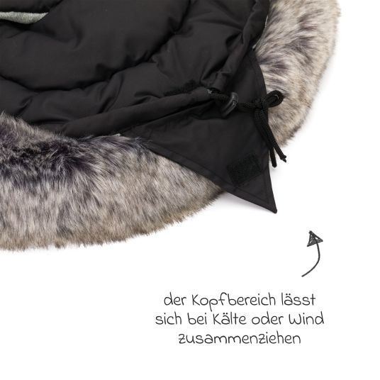 Fillikid Fleece-Fußsack mit Fellkragen Lhotse für Babyschalen und Babywannen - Schwarz