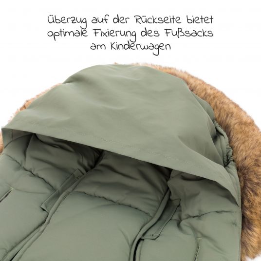 Fillikid Fleece footmuff with fur collar Manaslu - sage