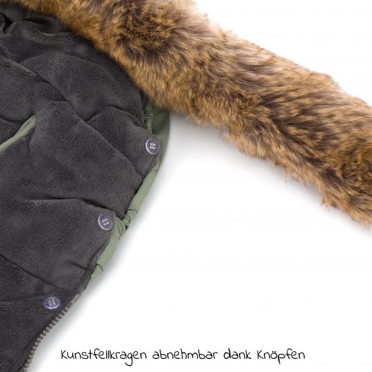 Fillikid Fleece footmuff with fur collar Manaslu - sage