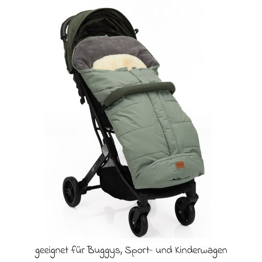 Fillikid Fleece-Fußsack Nanga mit Lammfellauflage für Buggy, Sport- und Kinderwagen - Salbei