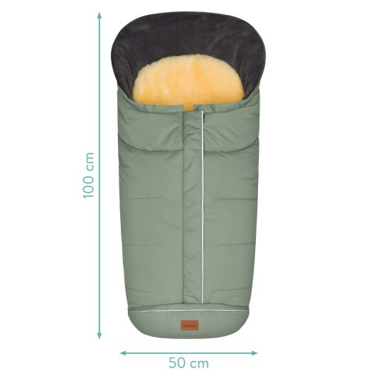 Fillikid Fleece-Fußsack Nanga mit Lammfellauflage für Buggy, Sport- und Kinderwagen - Salbei