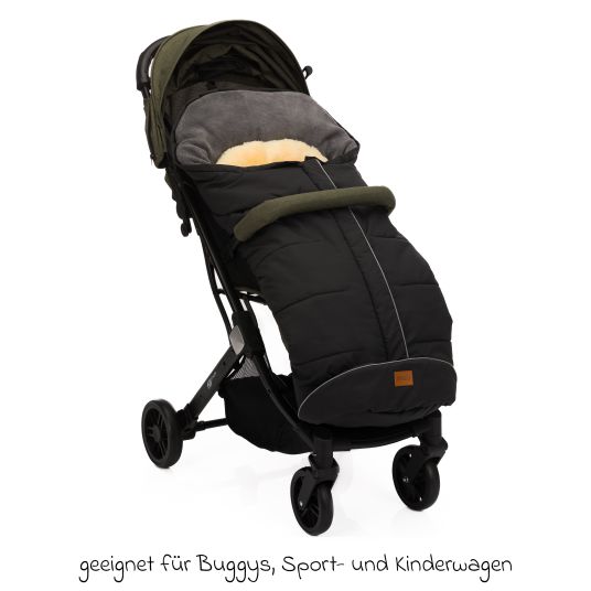 Fillikid Fleece-Fußsack Nanga mit Lammfellauflage für Buggy, Sport- und Kinderwagen - Schwarz