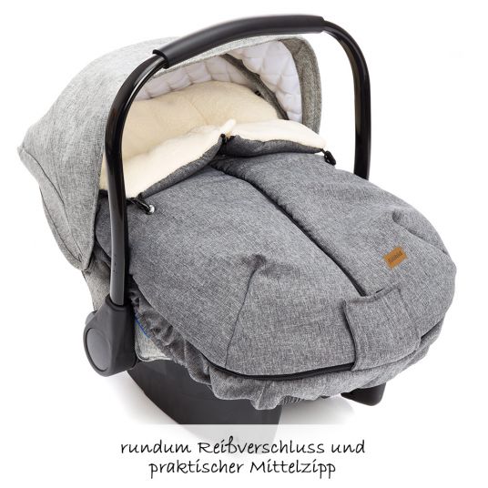 Fillikid Fleece footmuff Sella for infant carrier and baby bath - melange light gray