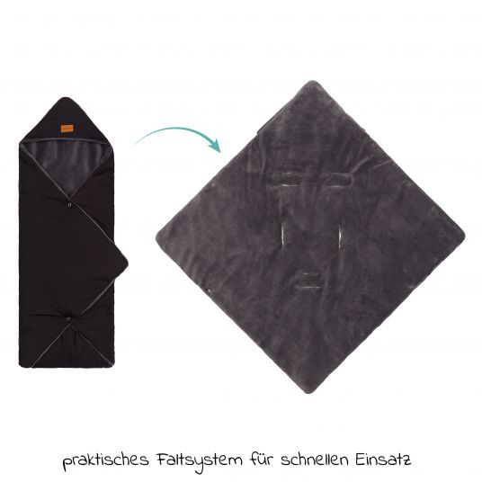 Fillikid Fleece-Fußsack Tanaga für Babyschale und Babywanne - Schwarz