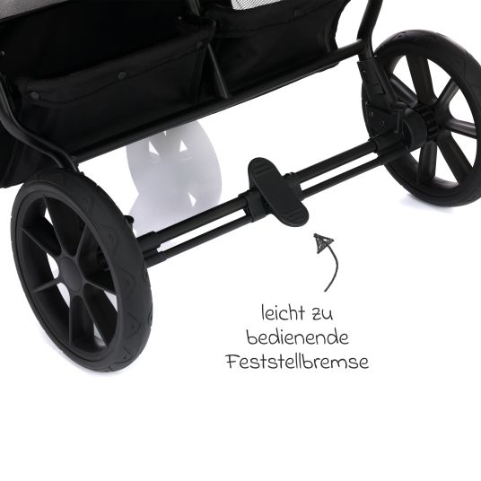 Fillikid Sibling & twin stroller Duette up to 22 kg with reclining position & articulated push bar - gray