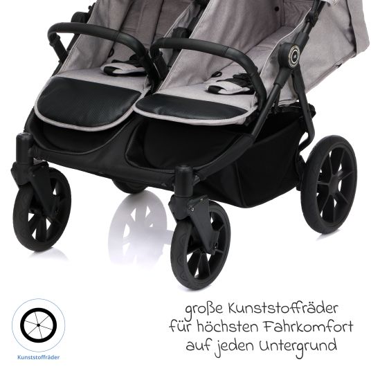 Fillikid Sibling & twin stroller Duette up to 22 kg with reclining position & articulated push bar - gray