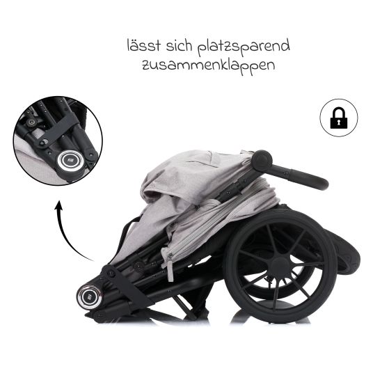 Fillikid Sibling & twin stroller Duette up to 22 kg with reclining position & articulated push bar - gray