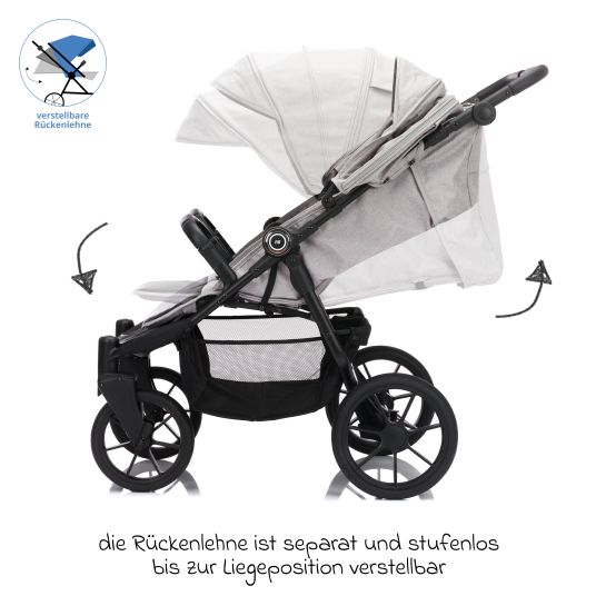 Fillikid Sibling & twin stroller Duette up to 22 kg with reclining position & articulated push bar - gray