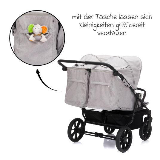 Fillikid Sibling & twin stroller Duette up to 22 kg with reclining position & articulated push bar - gray