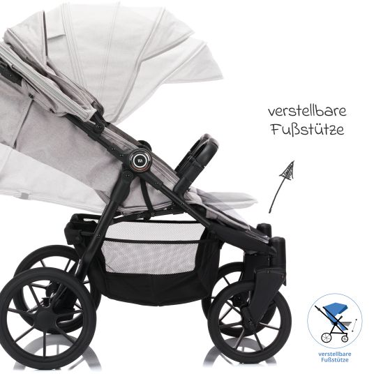 Fillikid Sibling & twin stroller Duette up to 22 kg with reclining position & articulated push bar - gray