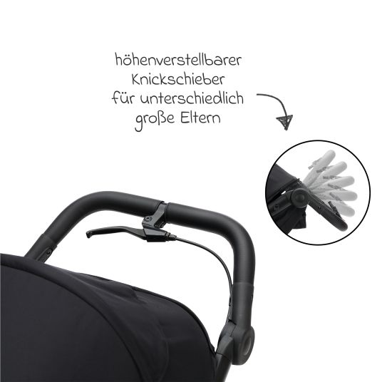 Fillikid Jogger & Sportwagen Run bis 22 kg belastbar mit Lufträder, Knickschieber, Liegeposition & Handbremse - Schwarz Melange