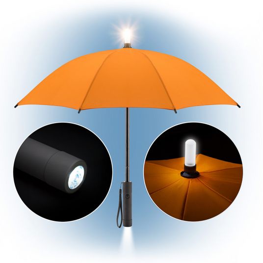 Fillikid Kinder Regenschirm mit Taschenlampe und Leuchtspitze - Orange