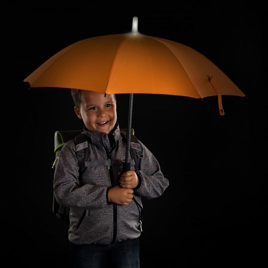 Fillikid Kinder Regenschirm mit Taschenlampe und Leuchtspitze - Orange