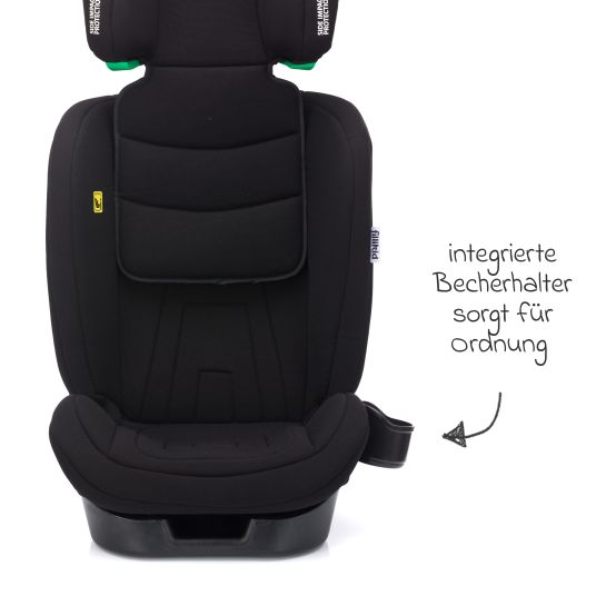 Fillikid Elli Pro i-Size child seat from 3 years - 12 years (100 cm - 150 cm) with Isofix & cup holder - black