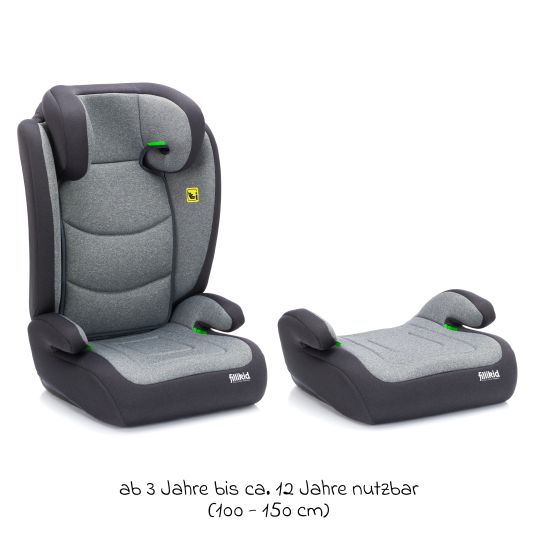 Fillikid Seggiolino auto Lea i-Size R129 da 3 anni a 12 anni (100 cm - 150 cm) senza Isofix con fissaggio a bretella solo 4 kg - grigio