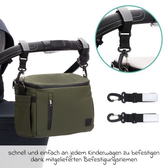 Fillikid Larvik stroller organizer with plenty of storage space incl. changing mat, bottle holder, shoulder strap & fastening hooks - grey