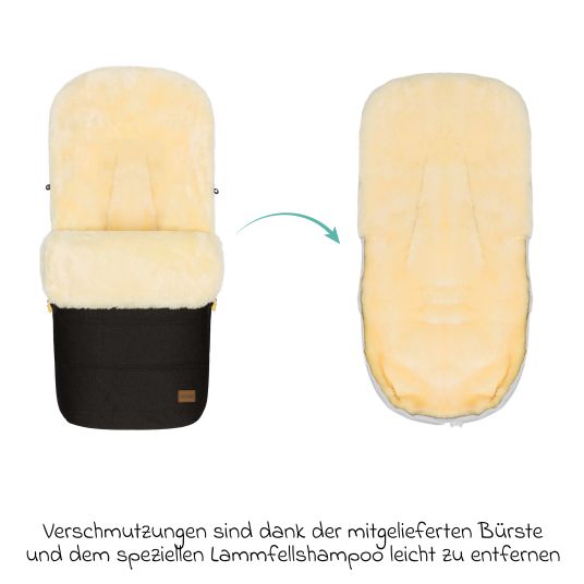 Fillikid Lammfell-Fußsack Bernina Style für Buggy, Sport- und Kinderwagen - Ebenholz