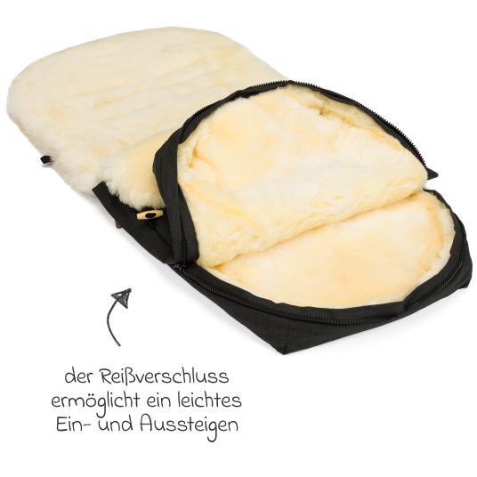 Fillikid Lammfell-Fußsack Bernina Style für Buggy, Sport- und Kinderwagen - Ebenholz