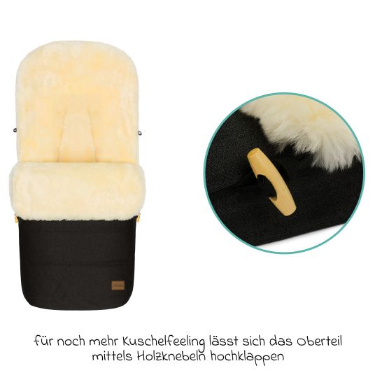 Fillikid Lammfell-Fußsack Bernina Style für Buggy, Sport- und Kinderwagen - Ebenholz