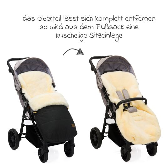 Fillikid Lammfell-Fußsack Bernina Style für Buggy, Sport- und Kinderwagen - Ebenholz